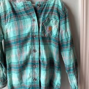 Carhartt Kids Plaid Shirt - Teal and Pink